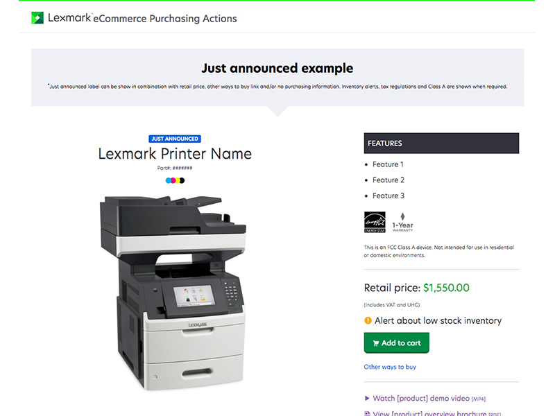 eCommerce Actions Mock